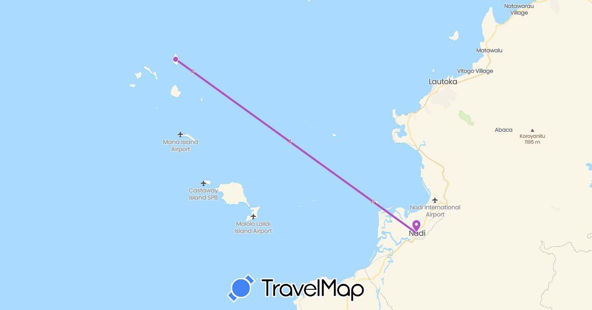 TravelMap itinerary: driving, train in Fiji (Oceania)